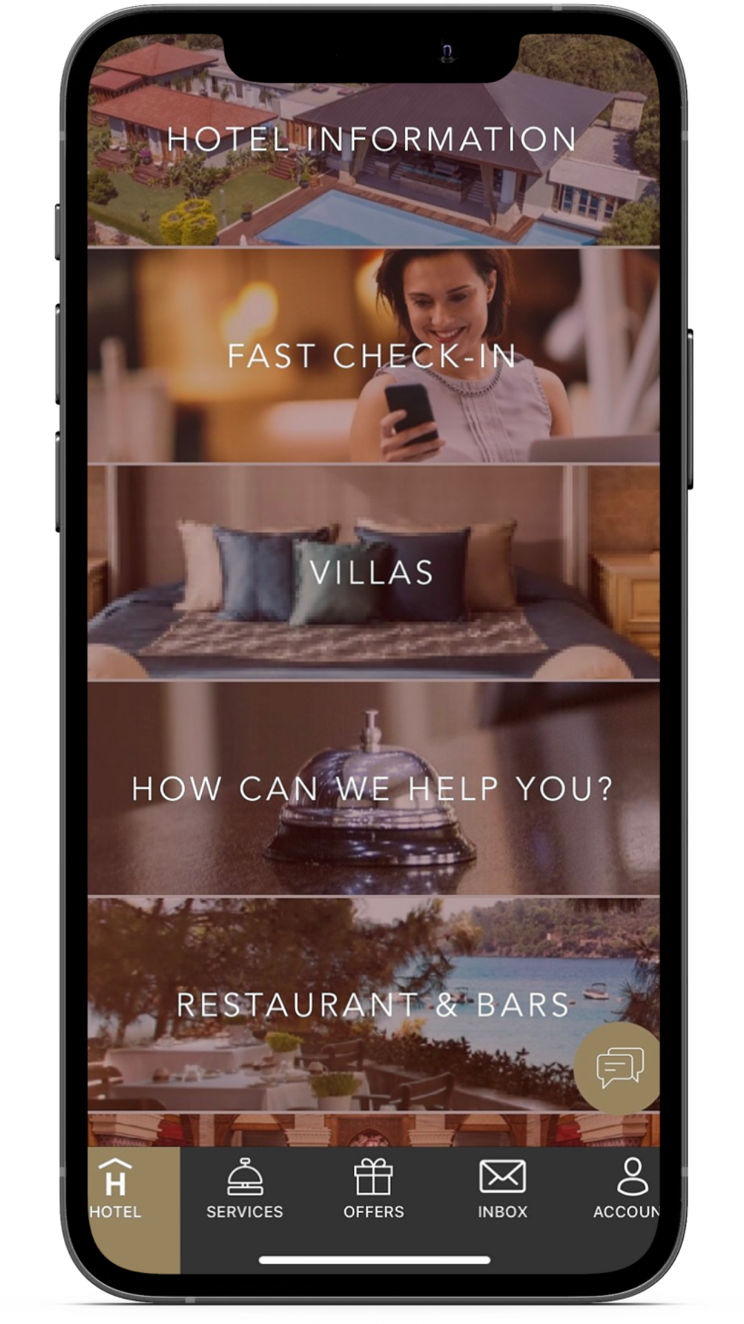 Webee Hotel App Main Screen