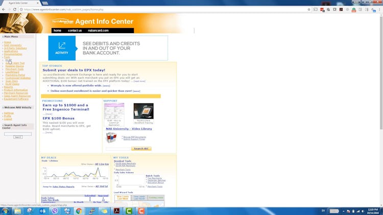 North American Bancard (NAB) screenshot: North American Bancard (NAB) agent info conter
