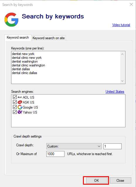 LetsExtract Email Studio keyword search