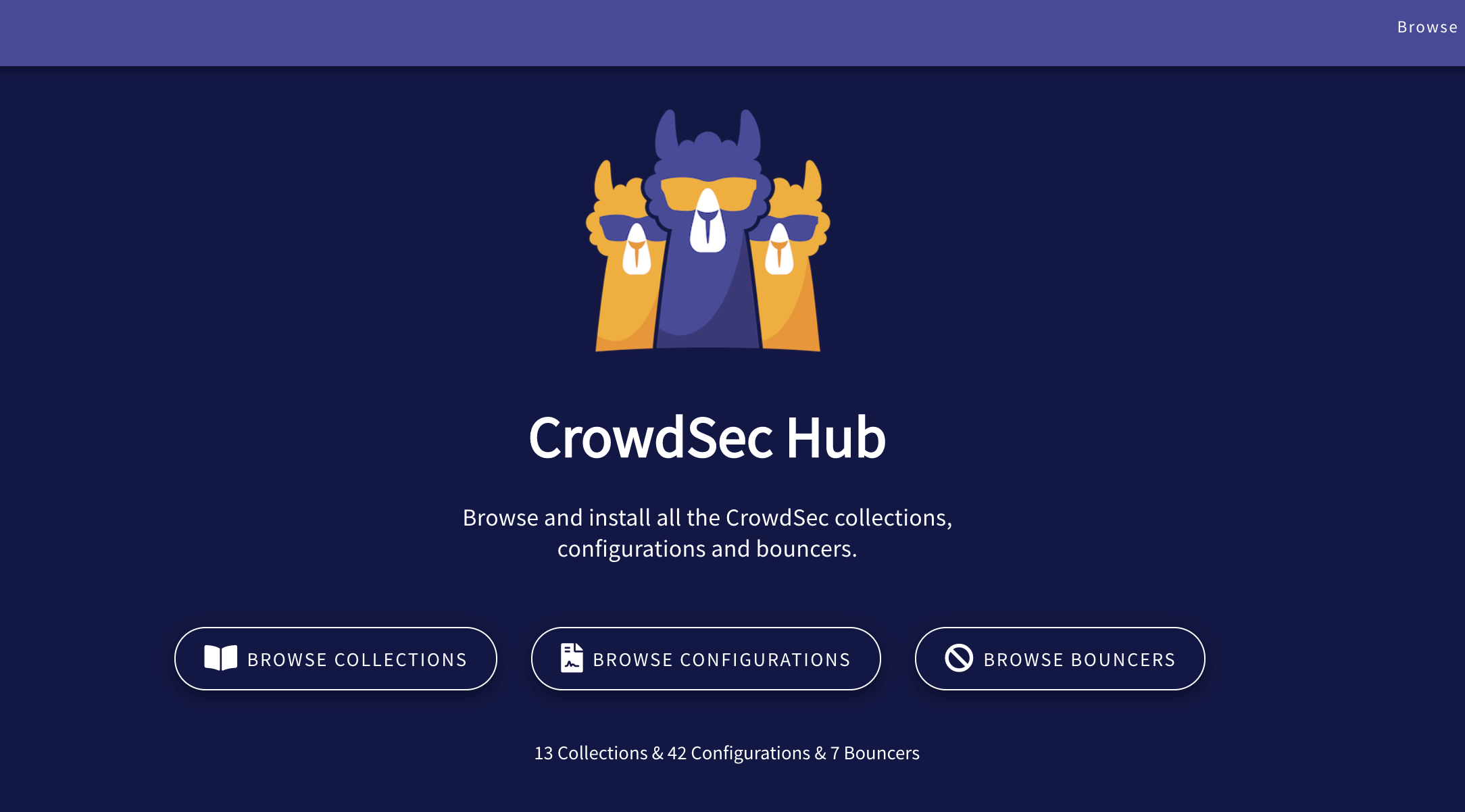 The CrowdSec Hub homepage