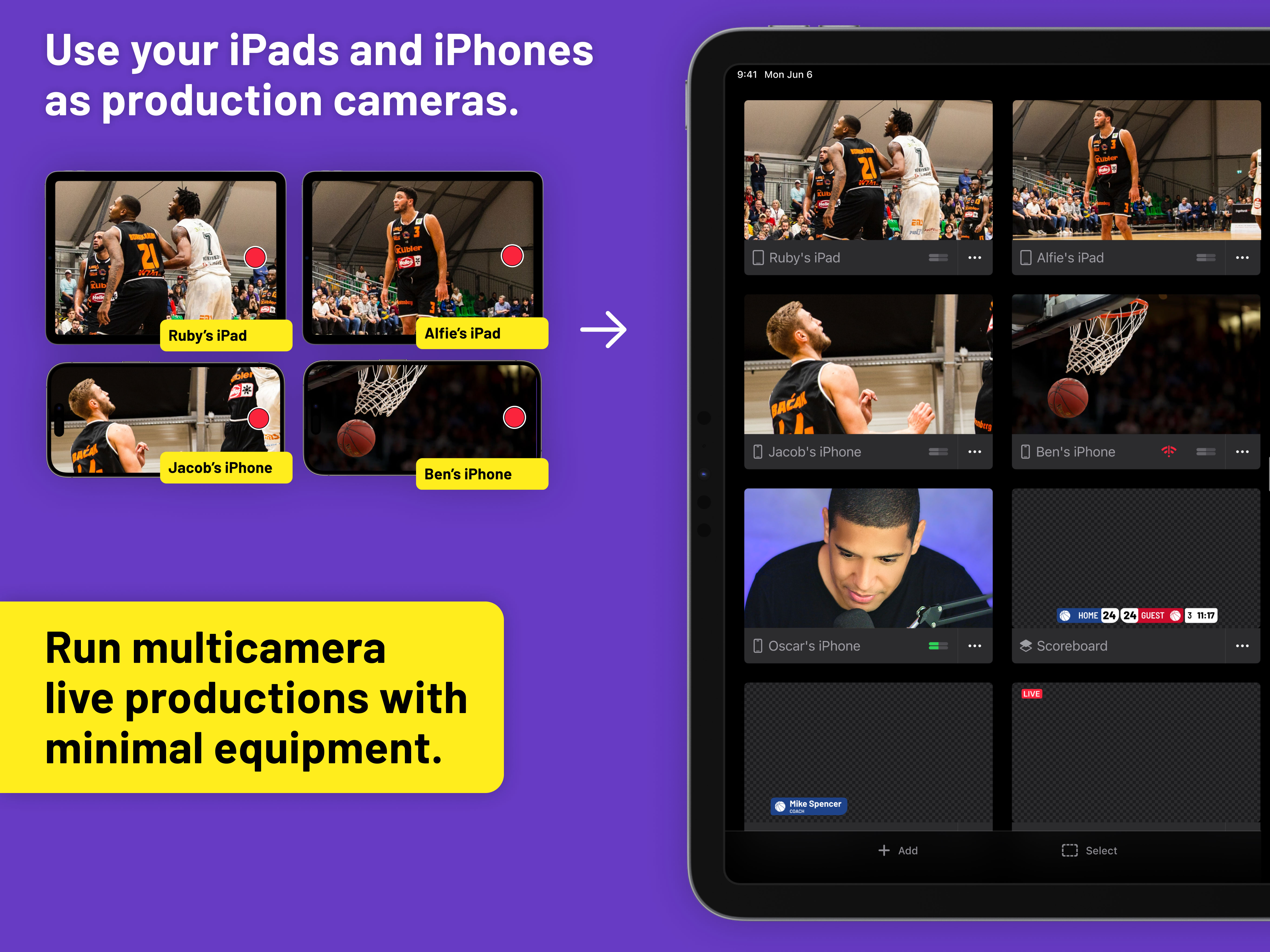 Live Cut Switcher is an app-based video switcher for multi-camera live video production.