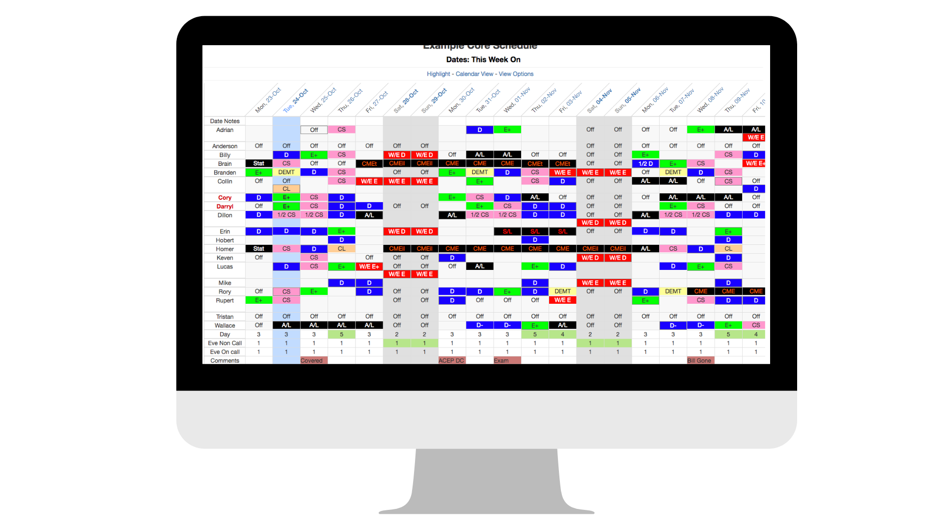 Core Schedule Software - 1