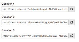 DirectPoll screenshot: DirectPoll question links
