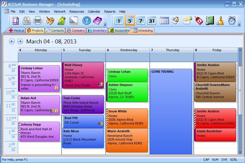 ACESoft Business Manager Software - Appointment scheduling