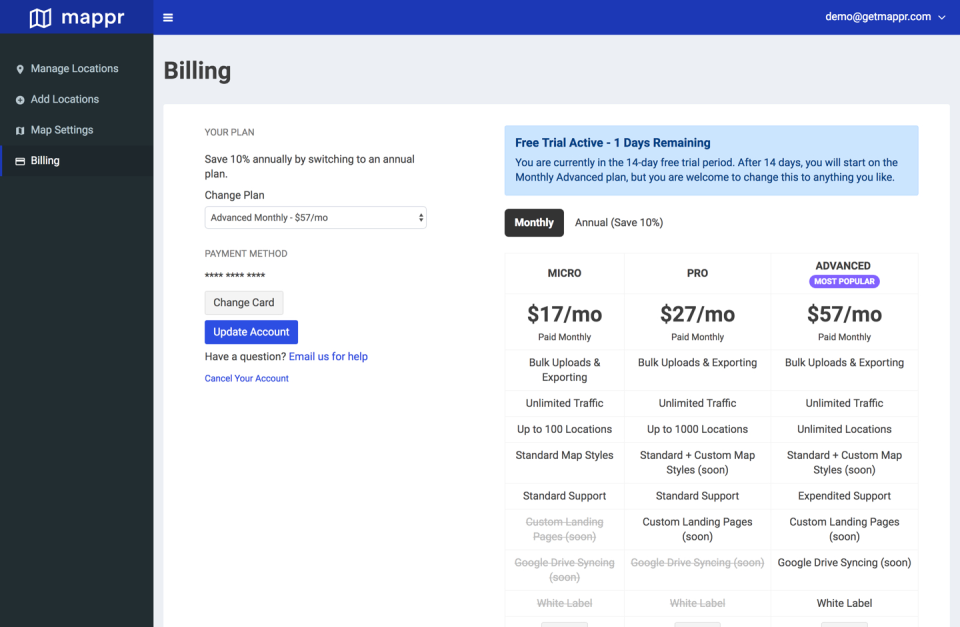 Mappr Software - Straight-forward billing