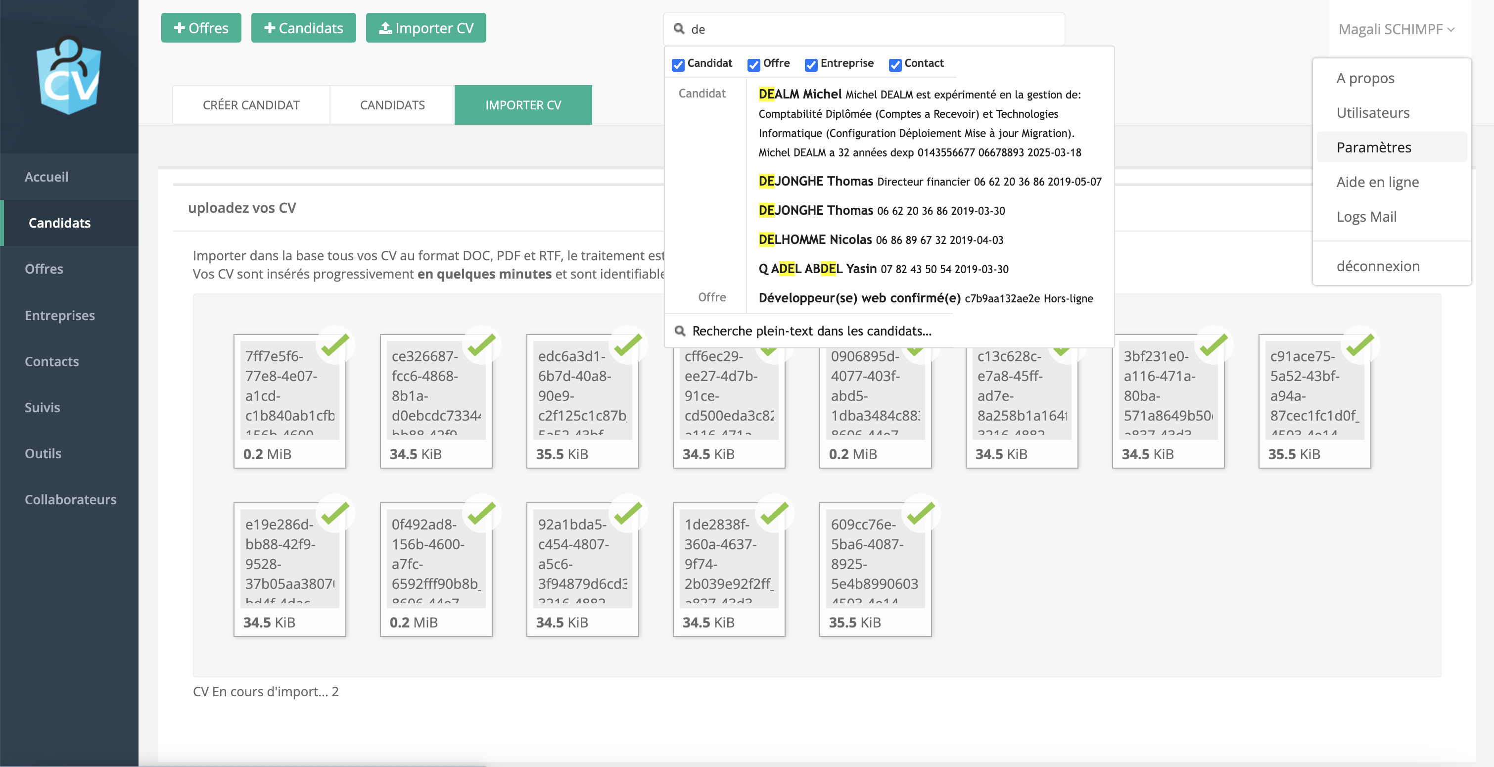 MyCVthèque screenshot: Impot CV