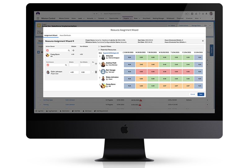 Mission Control Software - A unique feature that allows you to easily add Contributors when creating your Actions so that you can manage the resourcing amongst the team.