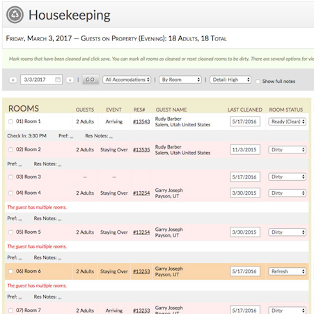 ResNexus screenshot: Resnexus housekeeping