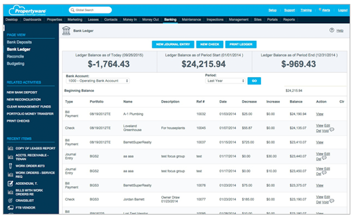 Propertyware screenshot: Propertyware offers accounting solution designed for property managers