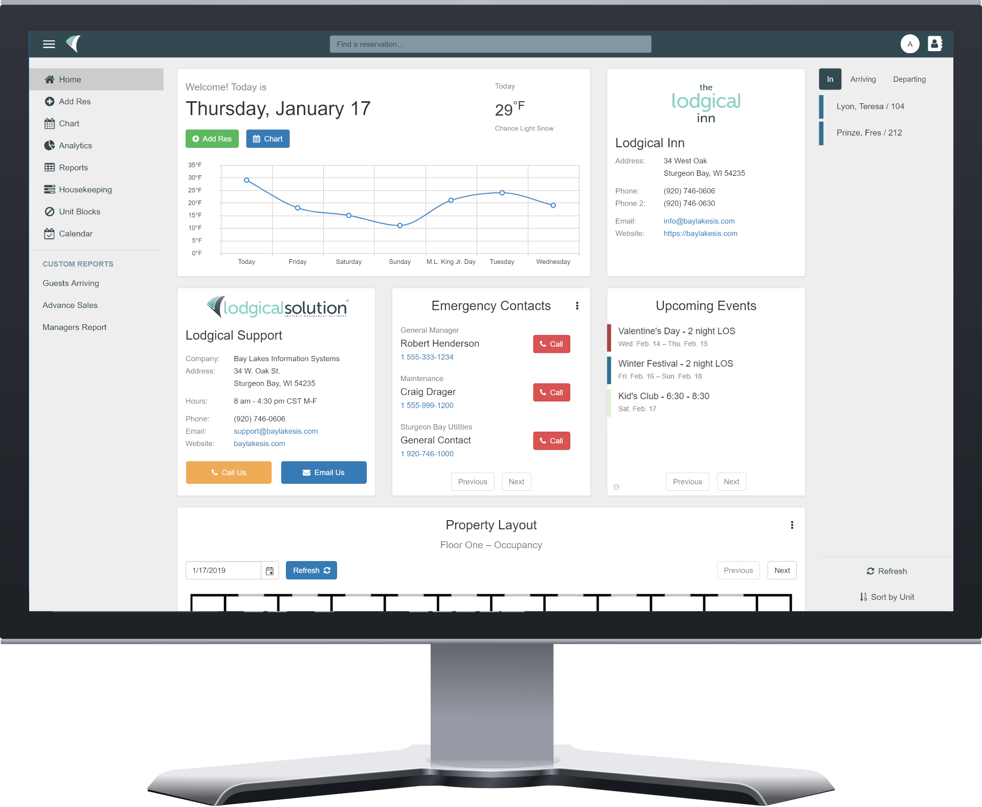 Lodgical Solution screenshot: Lodgical Solution home screen.