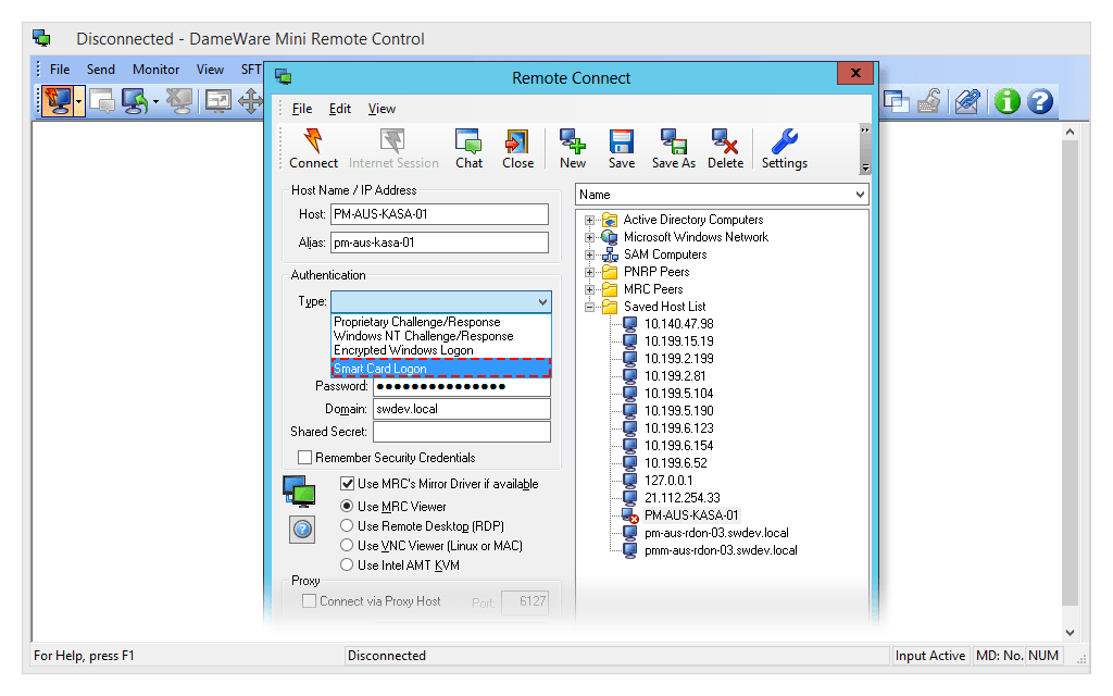 Dameware Software - DameWare remote connect