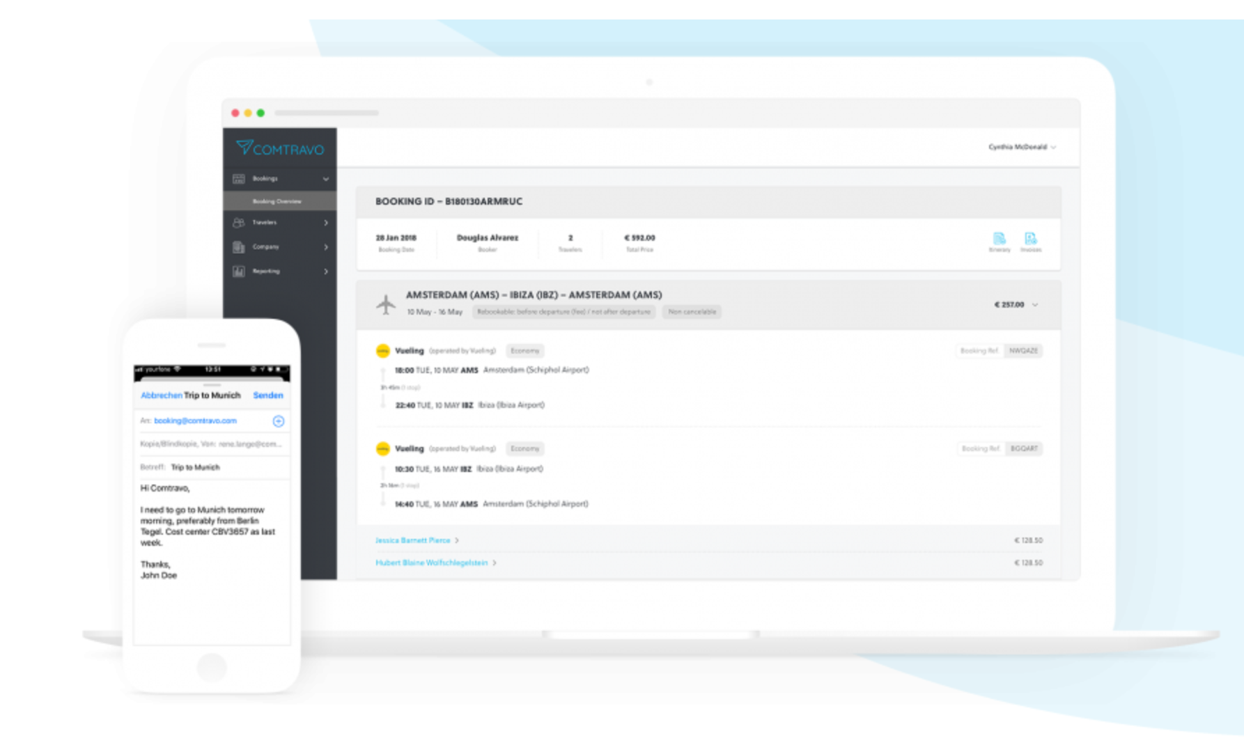 Comtravo technology enables the booking, management and expensing of business travel all in one go, via any internet-enabled device, including desktops, laptops, tablets and smartphones