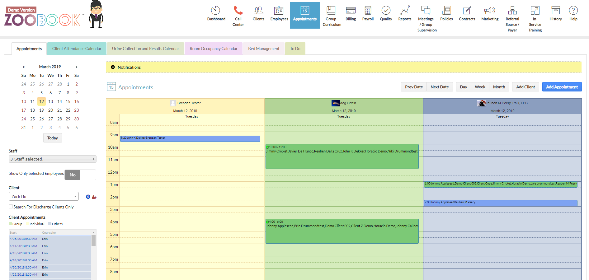 Zoobook EHR Software - Zoobook EHR appointments