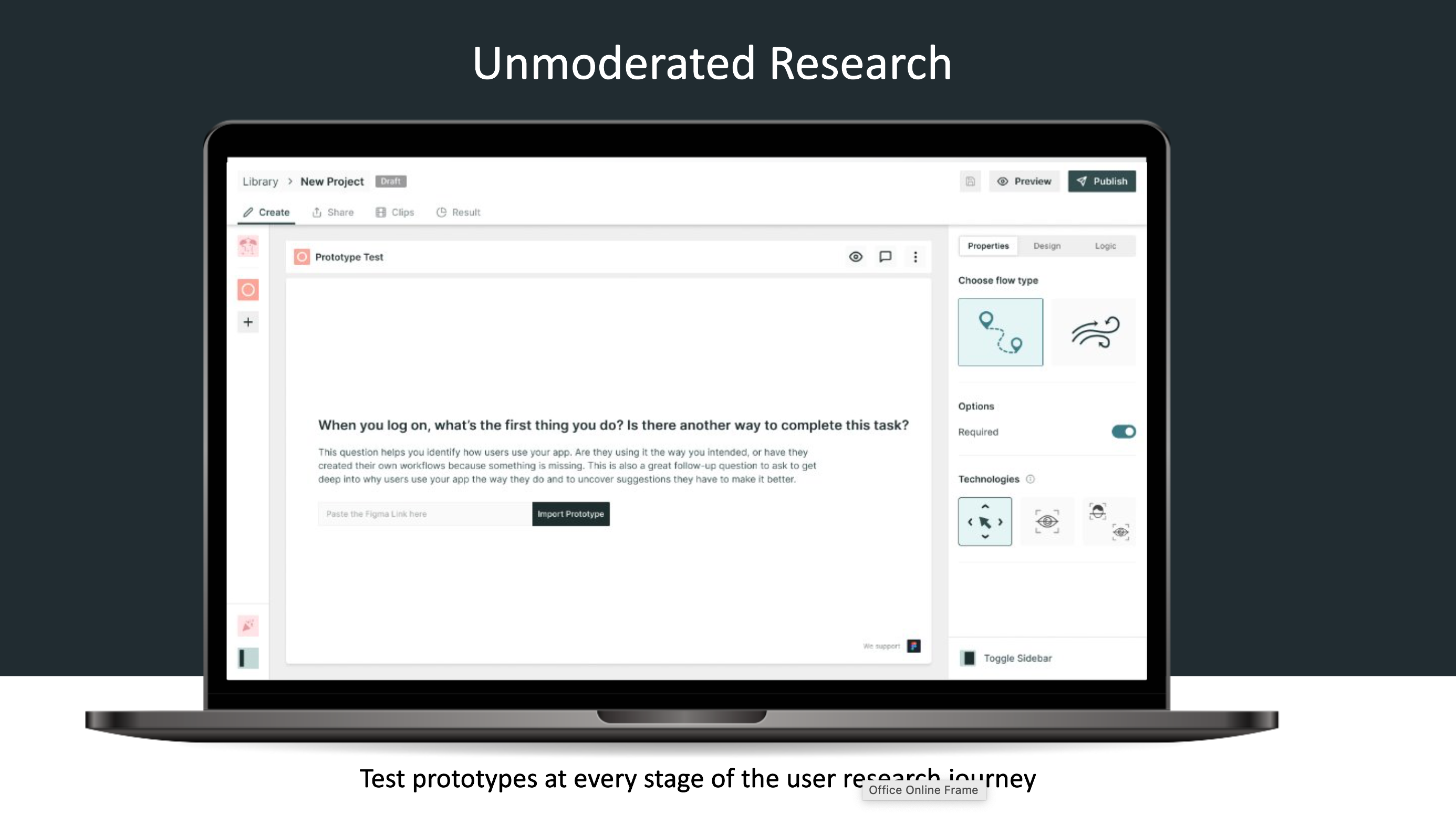 Test prototypes at every stage of the user research journey​