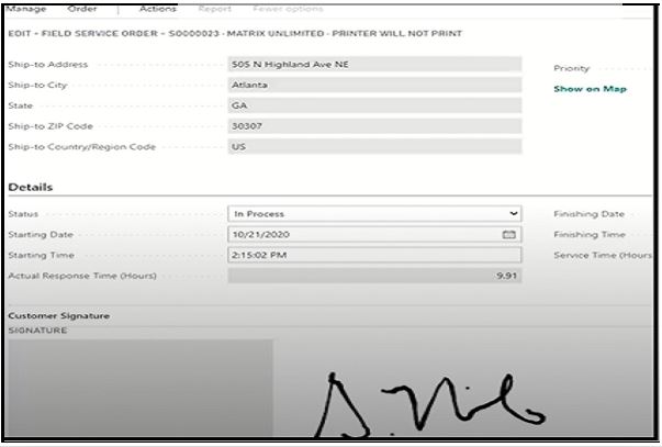 Mobile Field Service Management for Business Central screenshot: Mobile Field Service Management for Business Central electronic signature