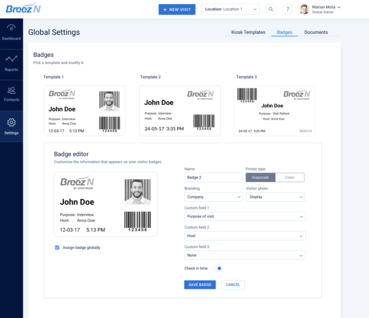 Customize visitor badges with the required information
