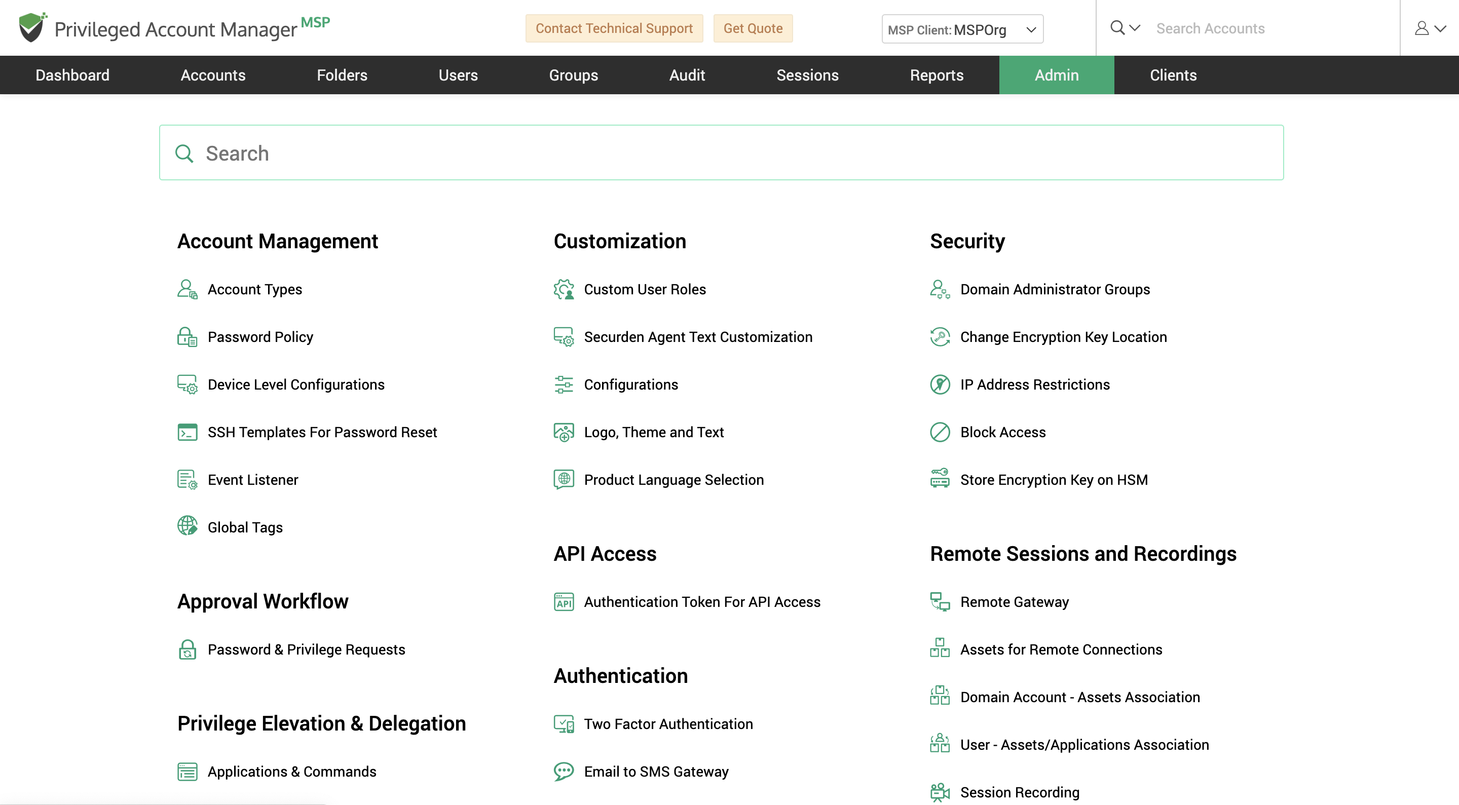 Unified PAM MSP Software - PAM MSP Admin Dashboad