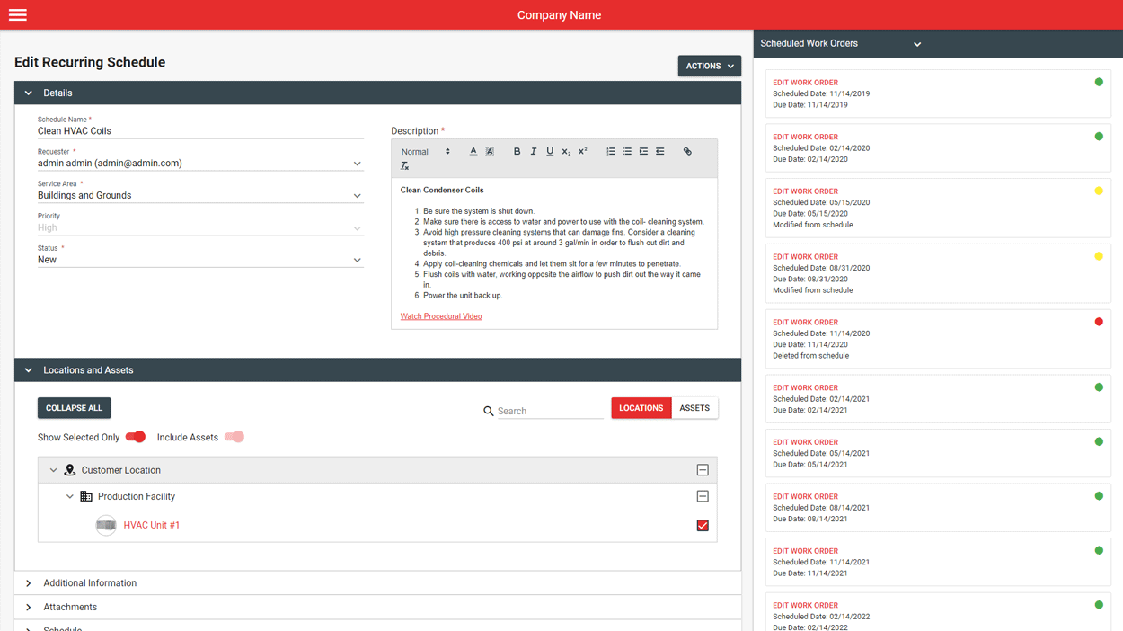 Q Ware CMMS Software - Managing PM Schedules