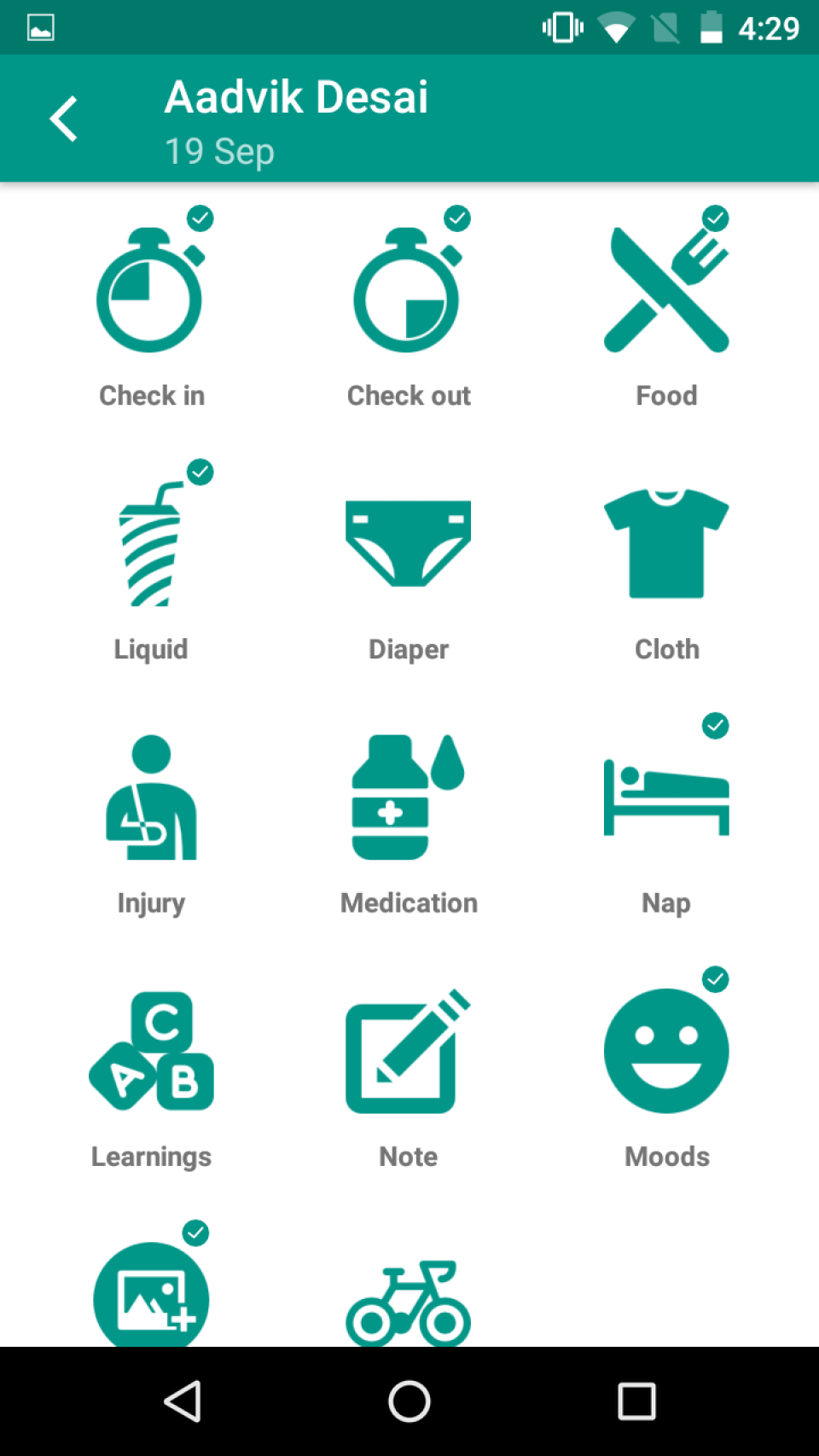 Each child's progress and daily activities can be logged within the system