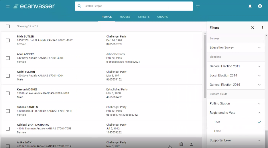 Ecanvasser Software - Ecanvasser segmentation
