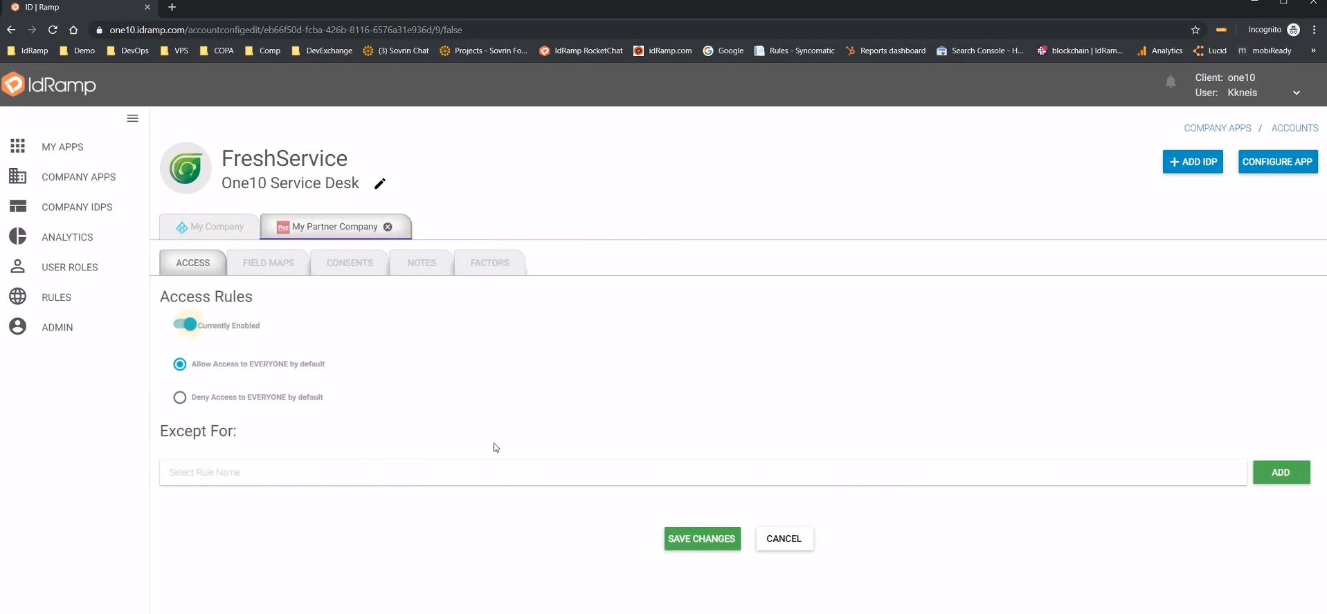 IdRamp editing access rules
