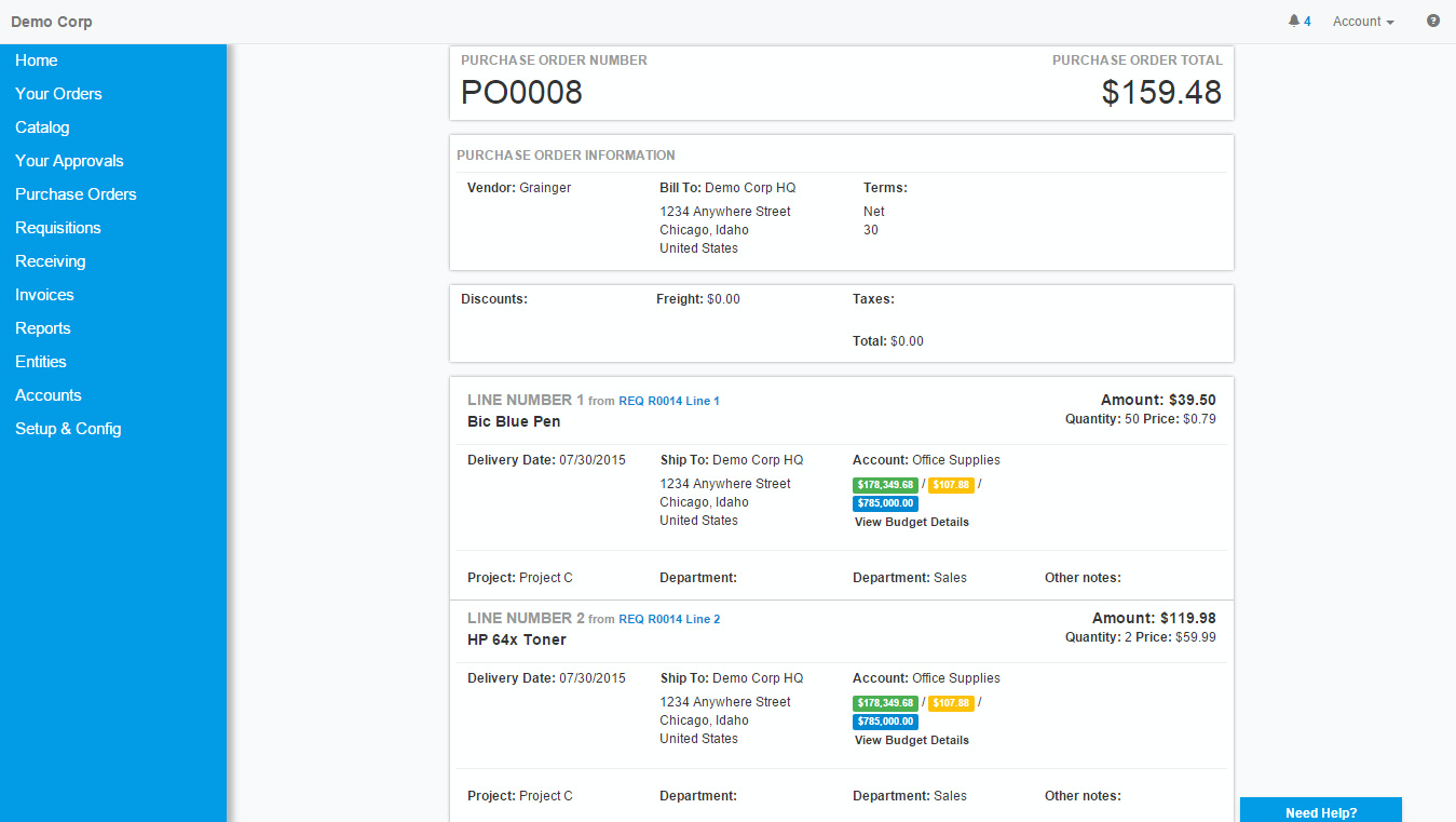 Quickly create purchase orders from requisitions, requests for quotations and previous purchase orders