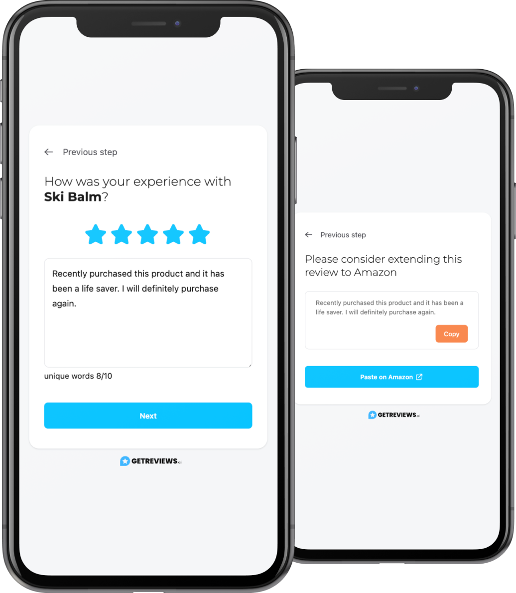 GetReviews.ai screenshot: Example of GetReviews.ai survey