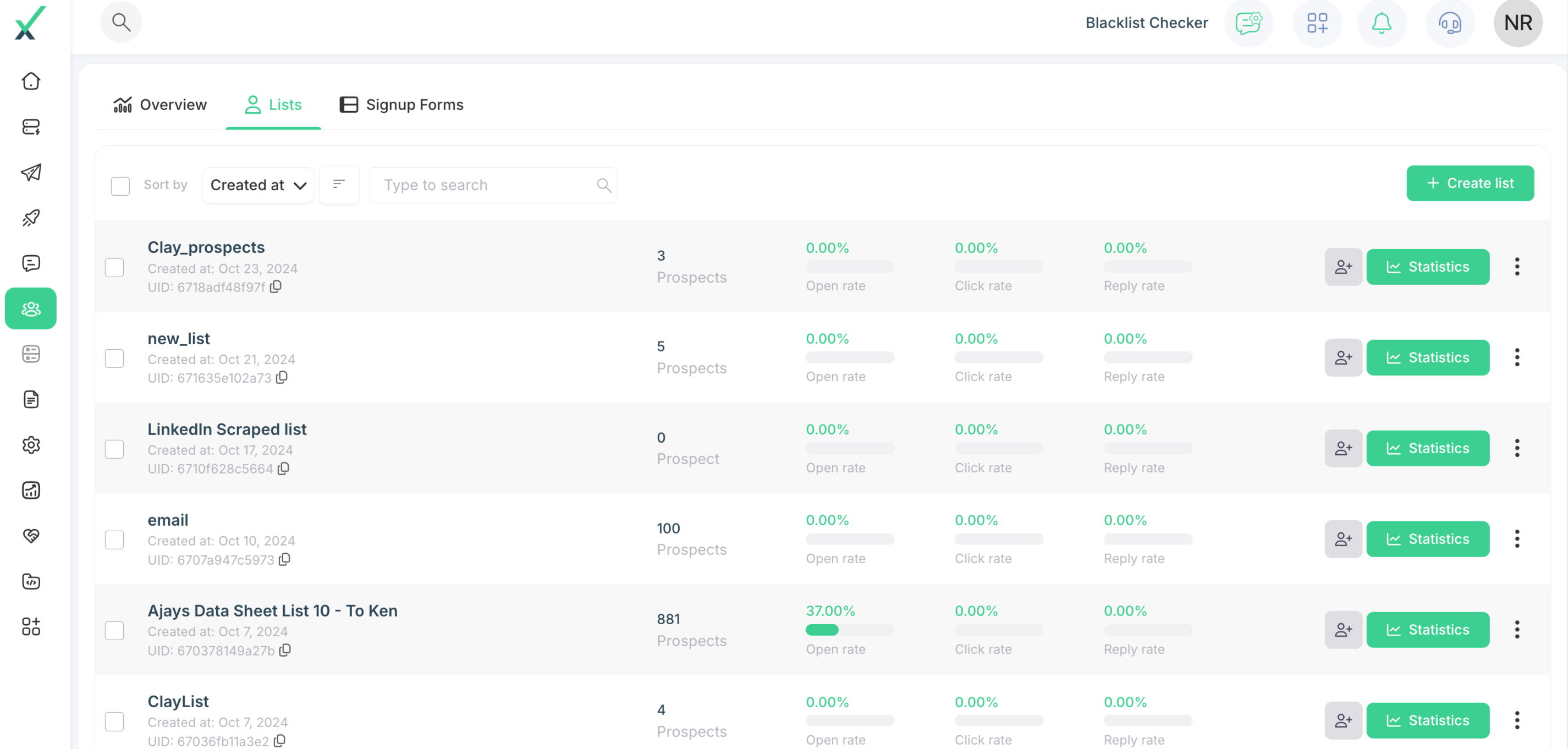 Sendcrux Software - Sendcrux 'My Lists'