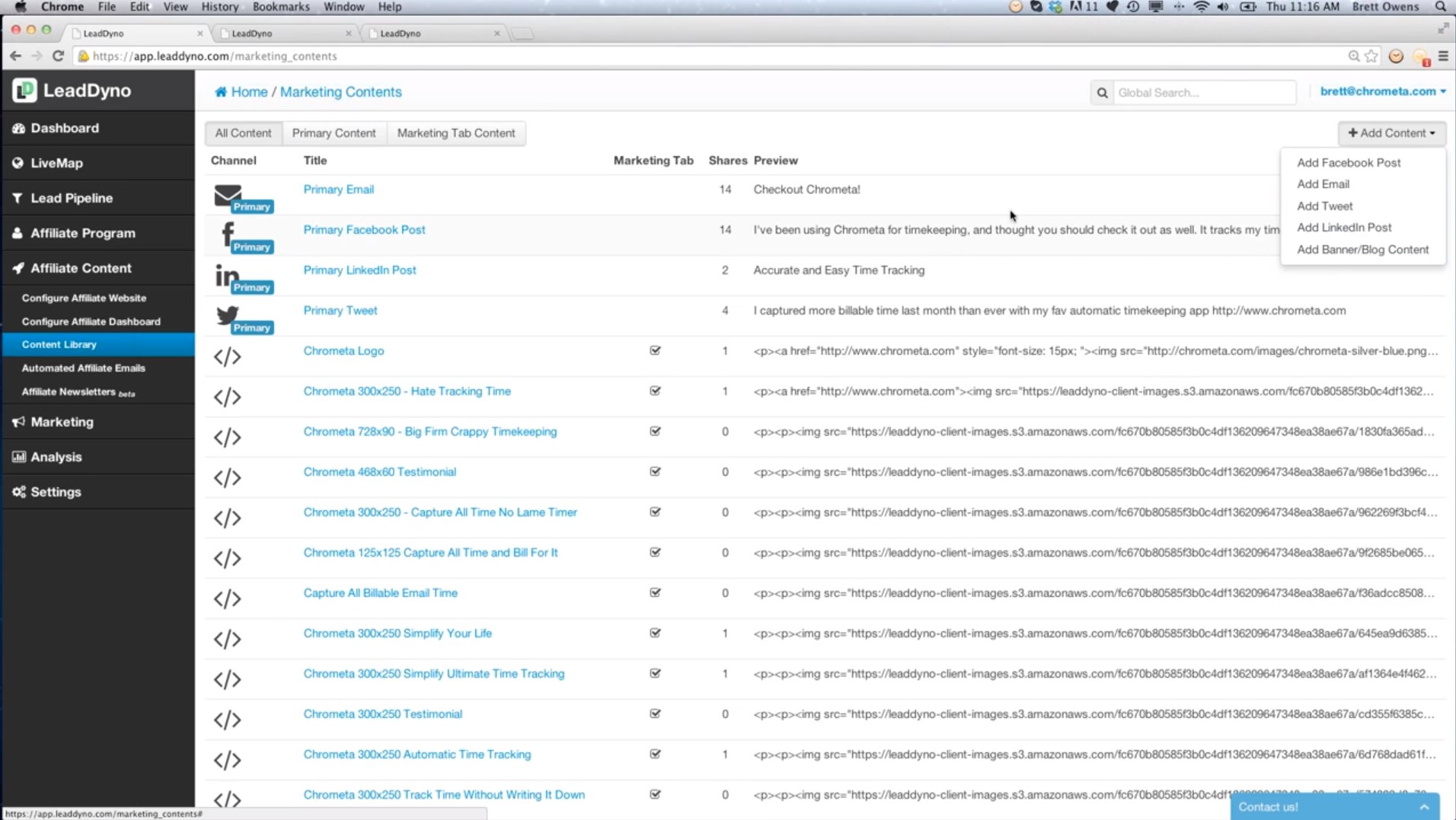 LeadDyno content library