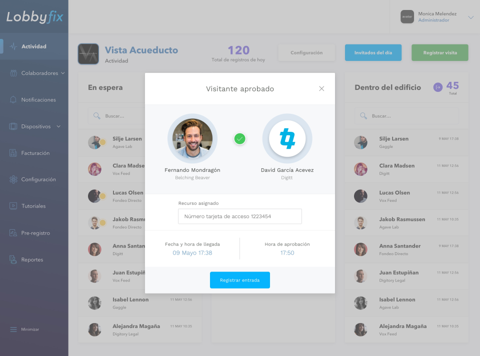 Lobbyfix screenshot: Lobbyfix approved visitors