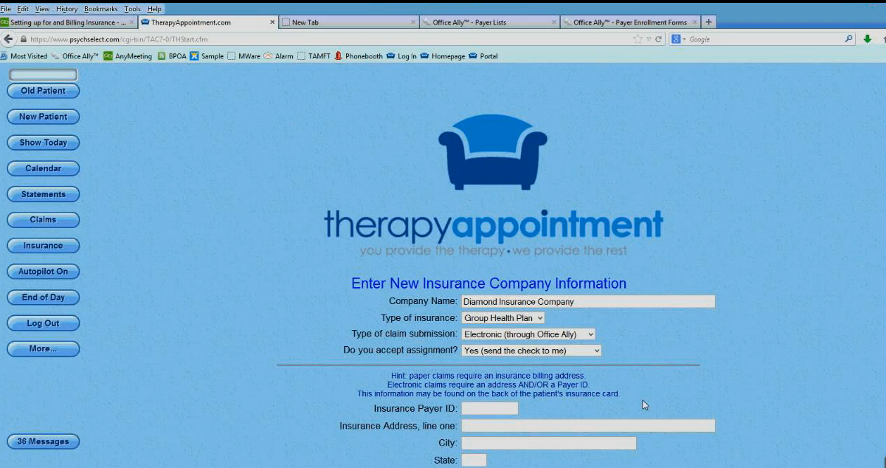 TherapyAppointment Software - Electronic insurance billing