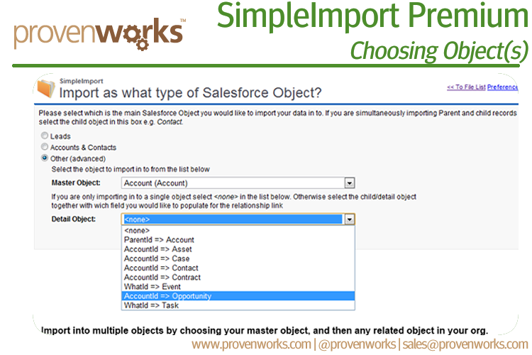 SimpleImport Premium Software - Choosing Objects