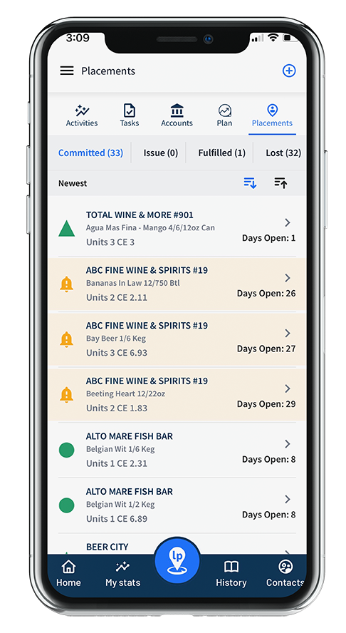 Lilypad screenshot: Lilypad placement tracker