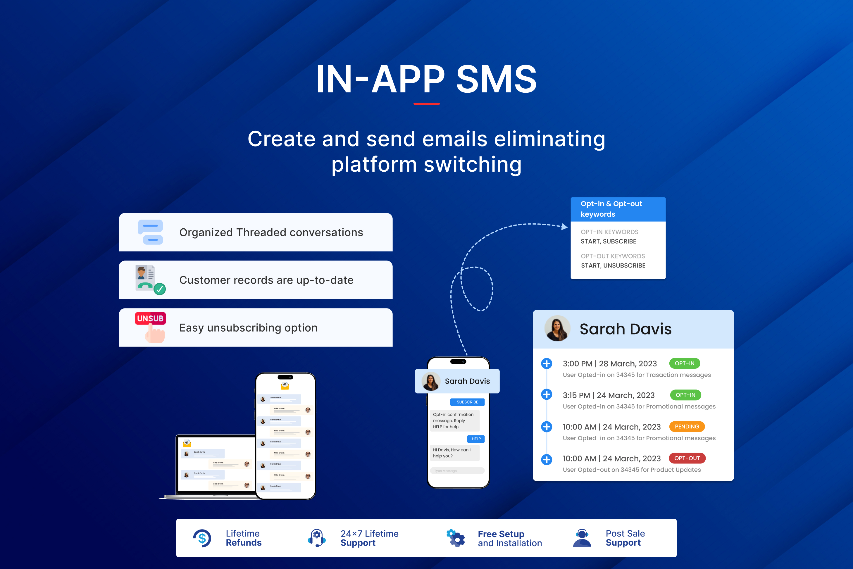 SMS Ninja screenshot: Compose, send, and track emails seamlessly within our Salesforce app. Save time, respond faster to clients, collaborate efficiently with your team, and manage email history without switching platforms.