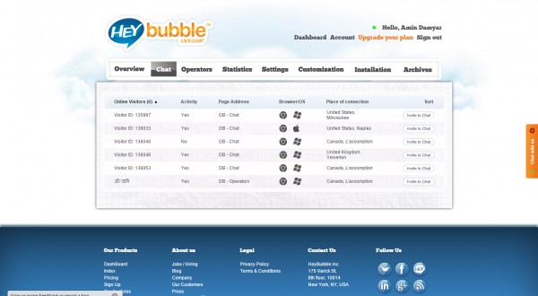 HeyBubble Live Chat Chat log