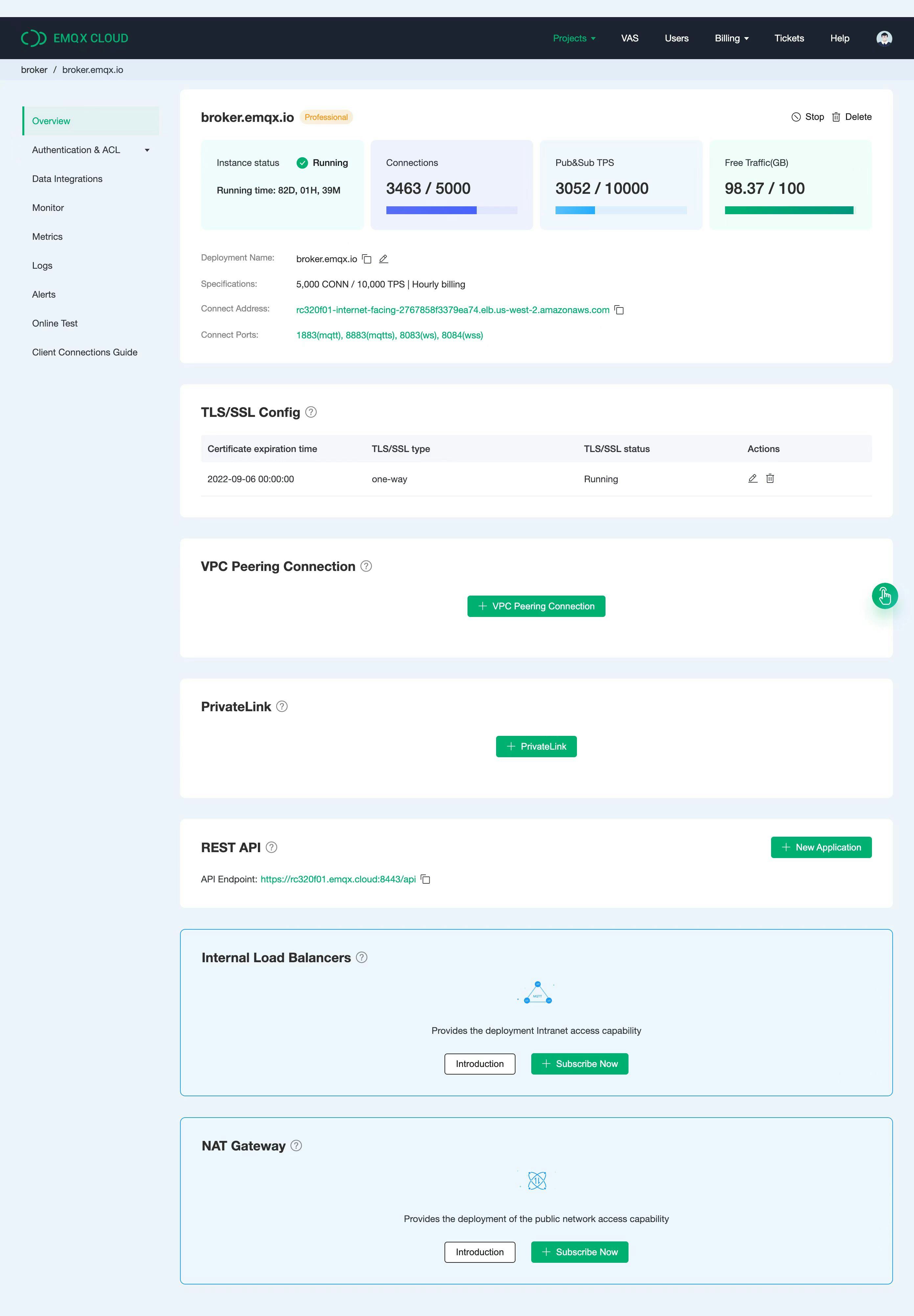 EMQX Software - EMQX Cloud Dashboard
