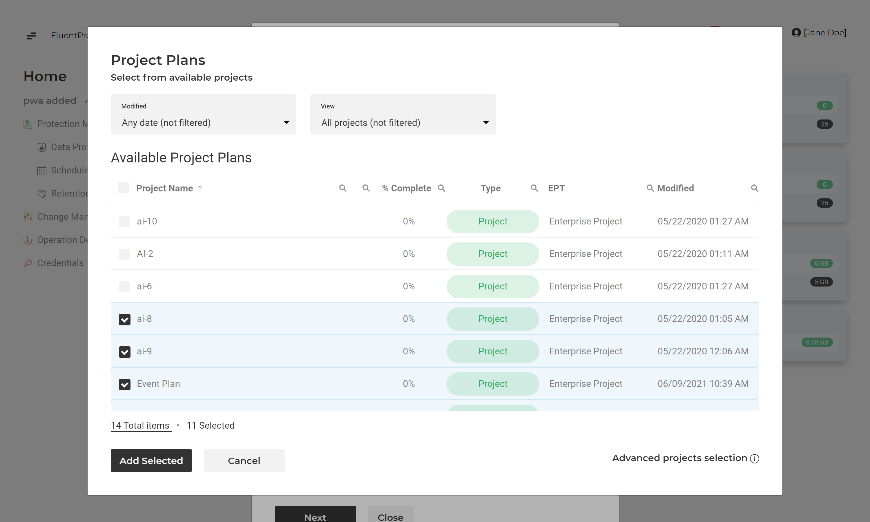 View and manage project plans