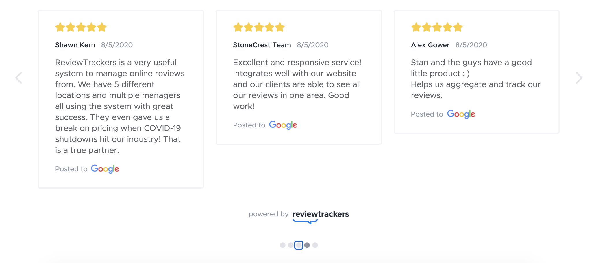 ReviewTrackers Software - 1st Party Amplify Widgets: Amplify widgets allow you to display first-party reviews anywhere on your website - improving your SEO and providing the social proof your brand needs to close more business.
