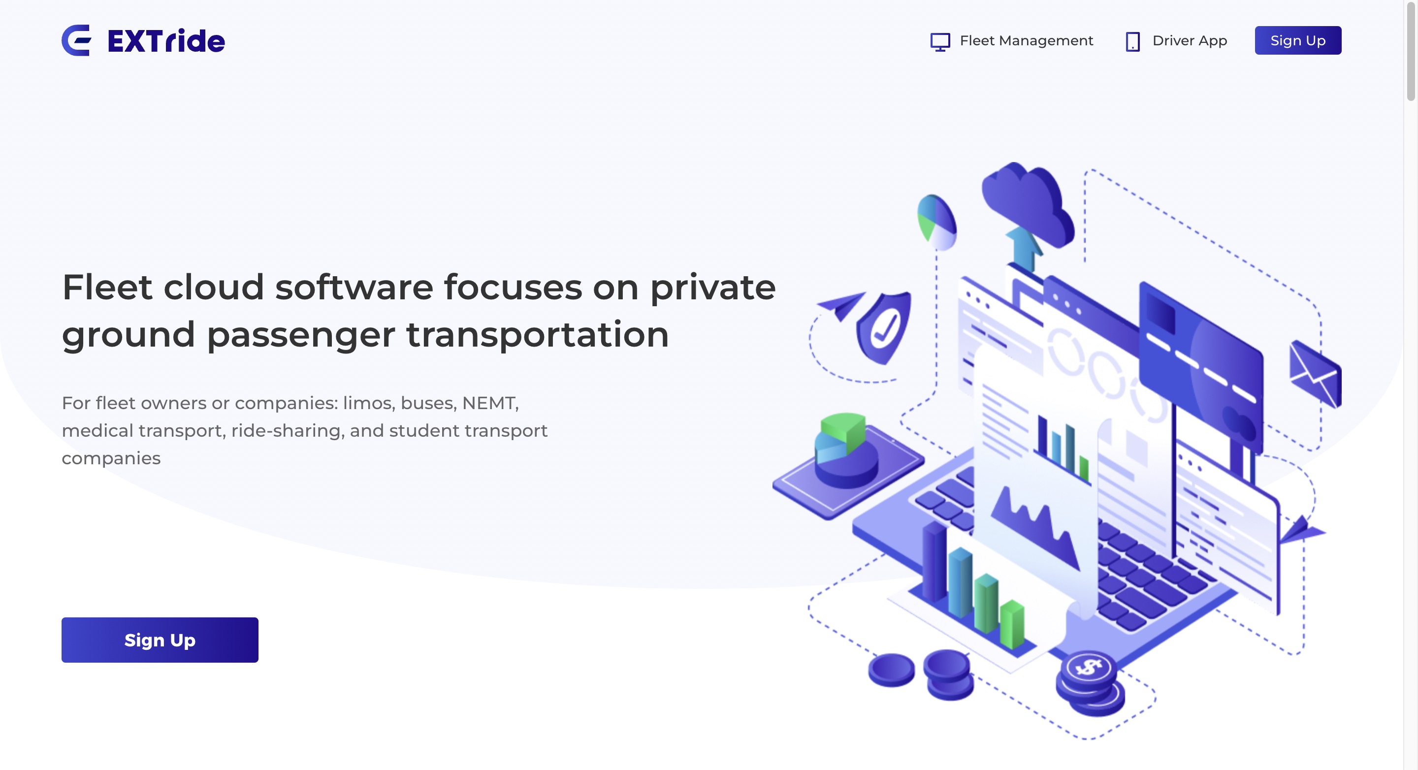 Extride screenshot: Homepage