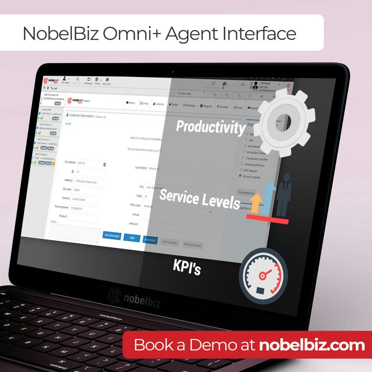 NobelBiz OMNI+ Software - The Agent Interface is probably one of the most important elements of a performance-oriented contact center.  And if this is true in a regular brick and mortar environment, the agent interface is twice as important in a remote work setup.