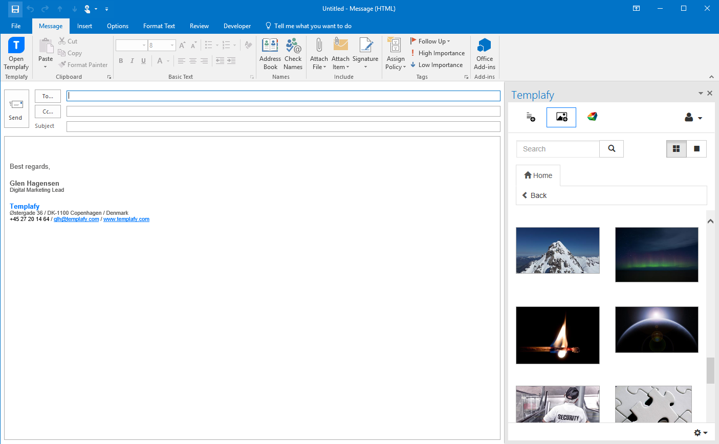 Outlook templates