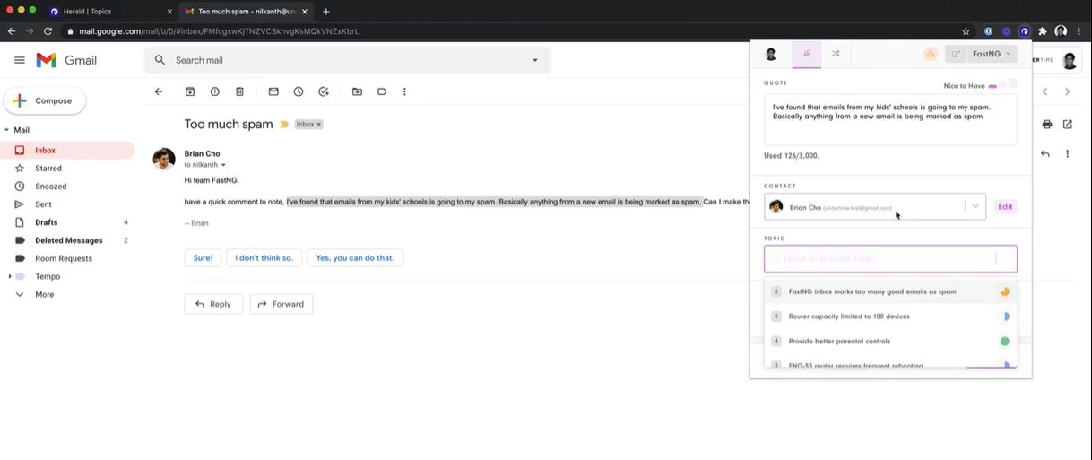 Herald feedback consolidation
