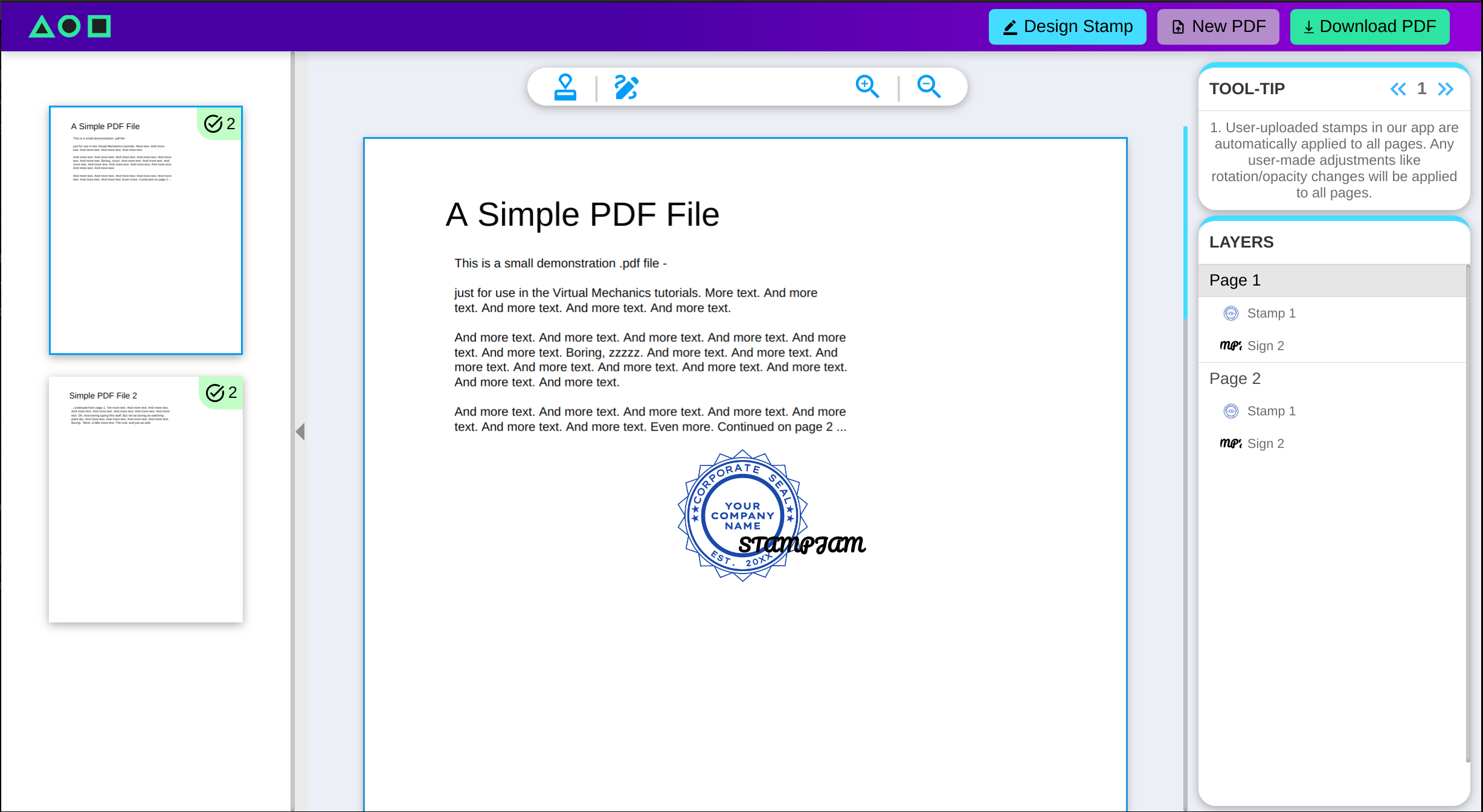 Download your signed and stamped PDF instantly and share. No more printing, stamping/signing, scanning and sharing. Welcome to the future of efficient document management.