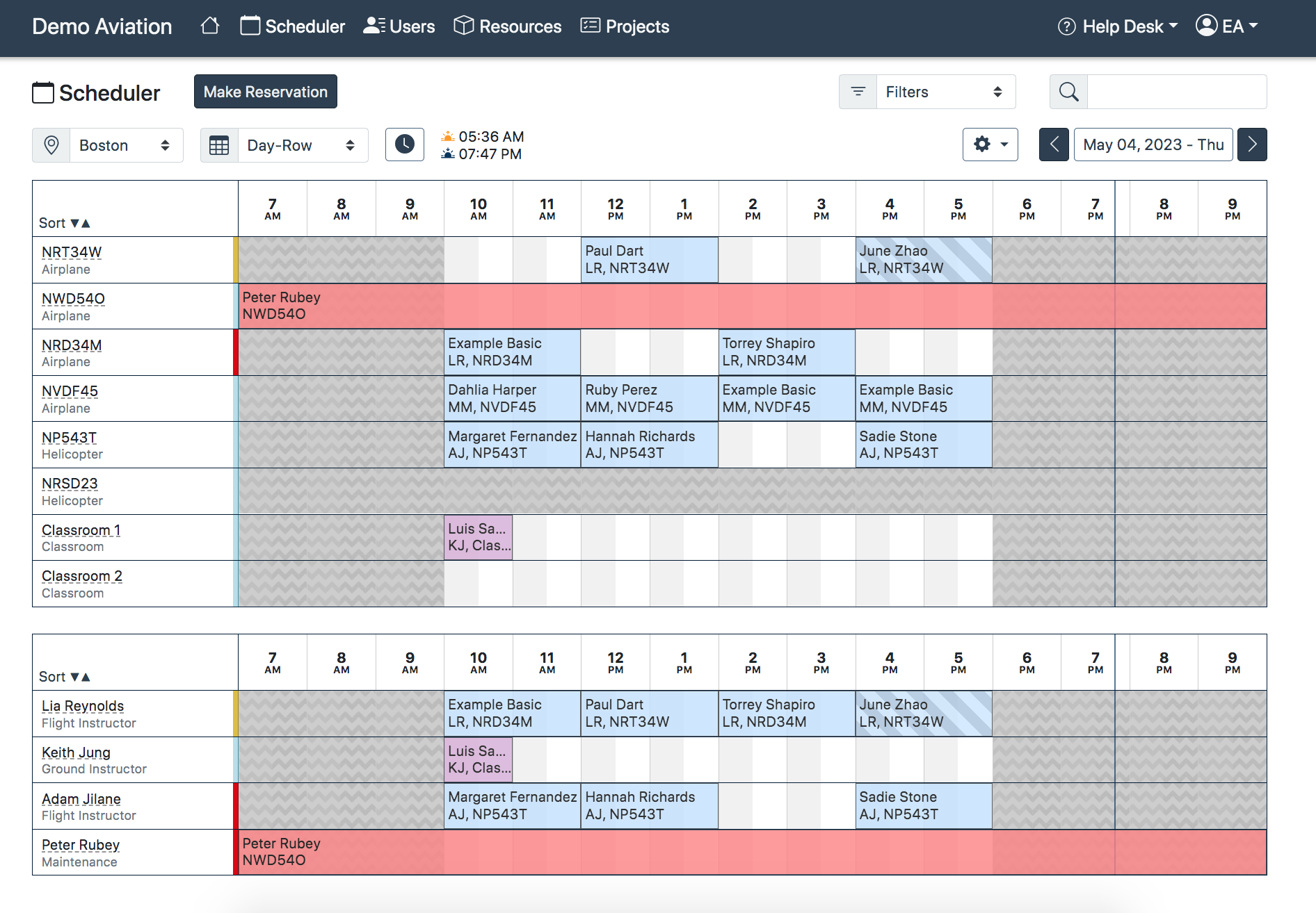 AirportSync screenshot: Day Row View