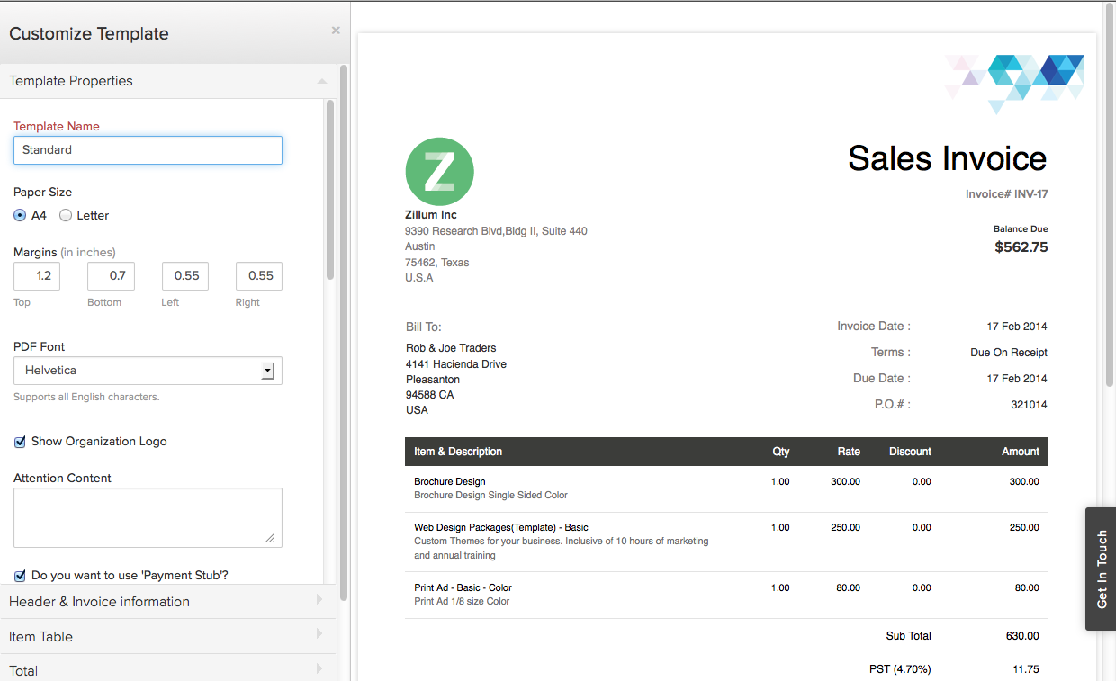 zoho invoices log in