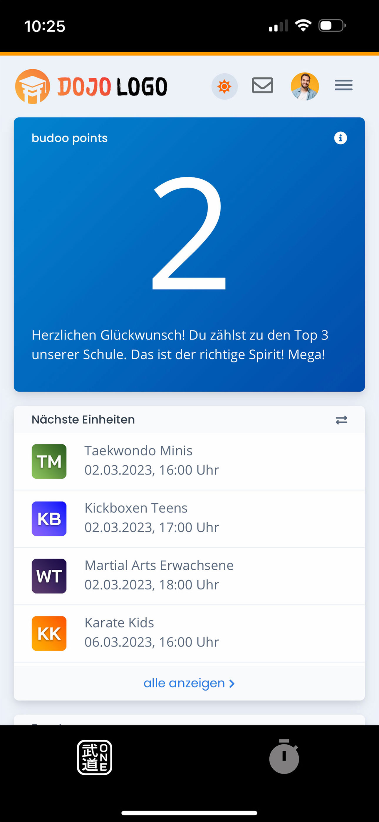 budoo.one screenshot: The dashboard gives quick access to the most important functions