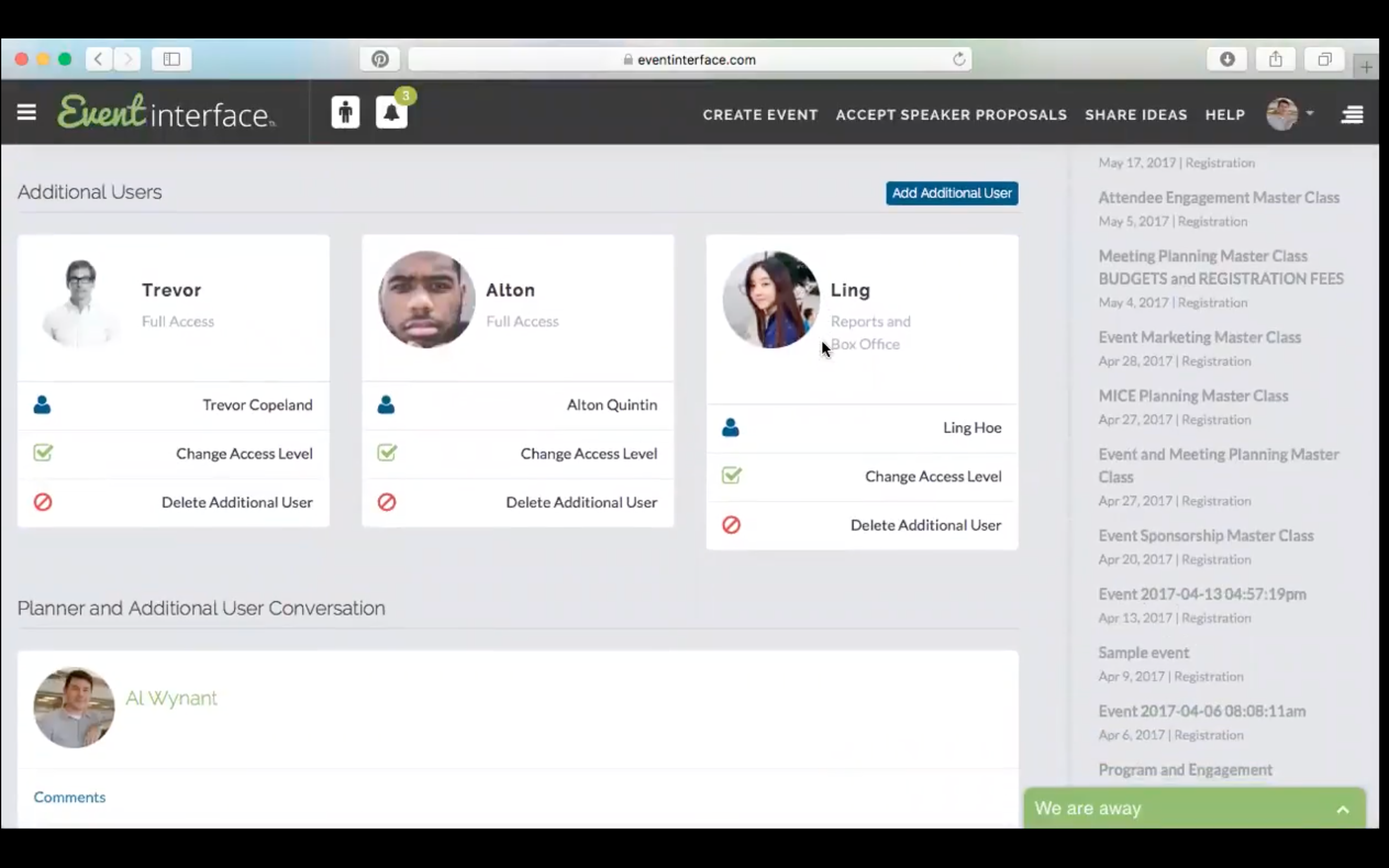EventInterface Software - Additional users