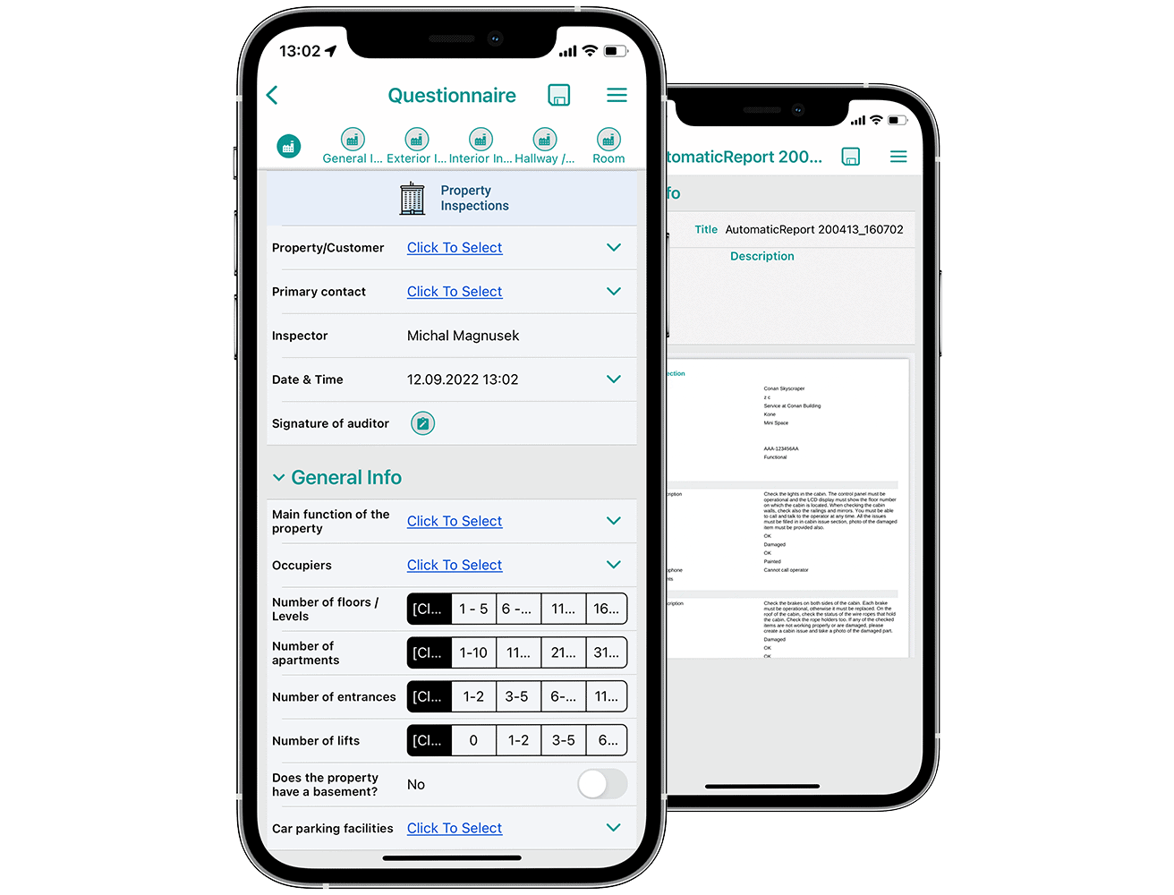 Resco Inspections+ screenshot: Resco Inspections mobile questionnaires