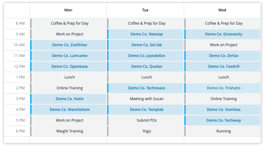 Kronologic screenshot: Kronologic filling calendars