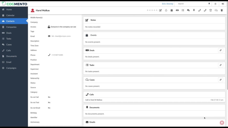 Cogmento CRM contact database